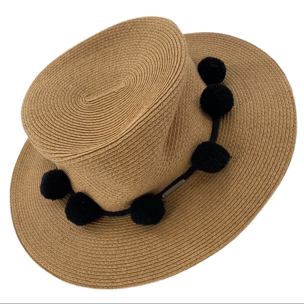 BCBGMaxAzria Tan Paper Bauble Ball Beach Hat